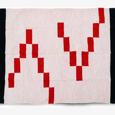 The Range Pink Stripes with Tribal Art Rug - Purple