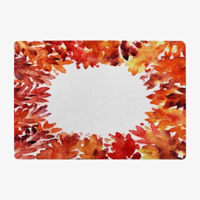 The Range Circled Autumn Leaves Rug - Red / 110cm