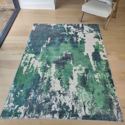 The Range Eye Catching Green Non Slip Abstract Living Room Rug - Bae - Green / 200cm