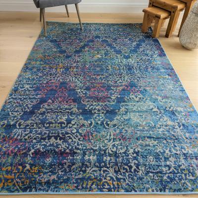 The Range Blue Damask Flatweave Rug - Capella - Blue / 160cm