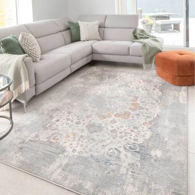 The Range Silver Grey Distressed Multicolour Floral Medallion Living Area Rug - Multicolour / 230 x 160cm