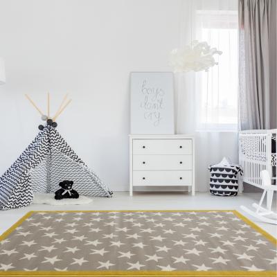 The Range Grey Yellow Bordered Kids Bedroom Play Room Rug - Grey / 230 x 160cm
