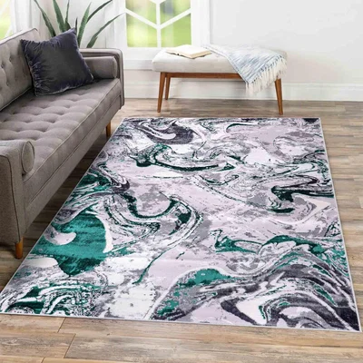 The Range Emperor Solarius Modern Grunge Marbling Abstract Area Rugs - Aqua / 290cm