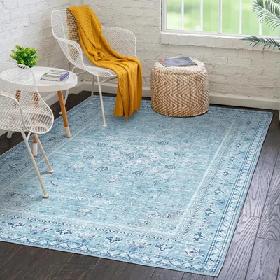 The Range Vernal Adora Pacific Blue, Sea Blue  White Machine Washable Rug - Pacific Blue, Sea Blue, White / 210cm / 150 cm x 210 cm