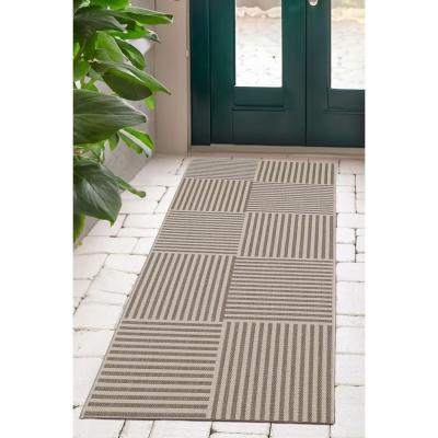 The Range Natural Linear Patterned Eye Catching Indoor  Outdoor Rug - Natural