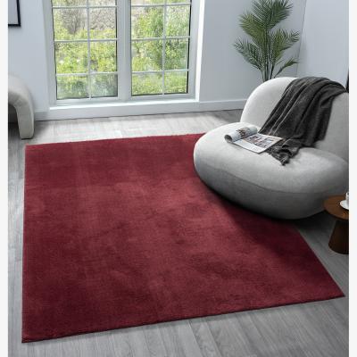 The Range Comfy Washable Low Pile Living Room Plain Area Rug - RED / 100cm / 60cm
