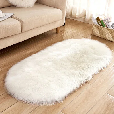 The Range Super Soft Oval Shaggy Room Carpet Decor Rug - White / 180cm
