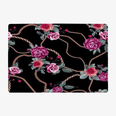 The Range Chain And Flowers Pattern Designer Rug - Black / 200cm
