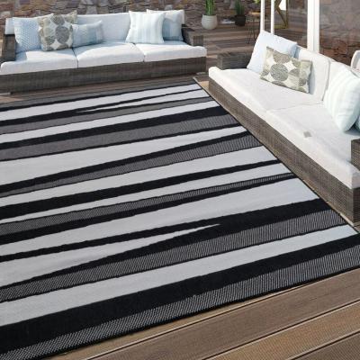 The Range Black Scandi Striped Indoor Outdoor Rug - Capri - Black / 200cm
