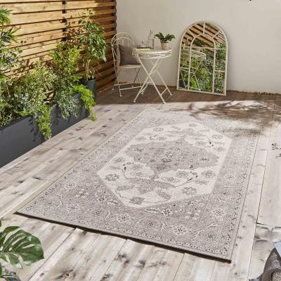 The Range Traditional Grey and Beige Indoor Outdoor Rug - Grey / 120cm