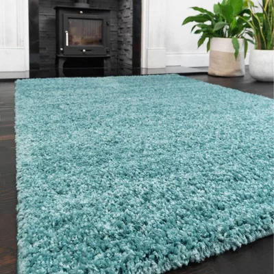 The Range Soft Value Duck Egg Blue Shaggy Area Rug - Duck Egg Blue / 160 x 110cm