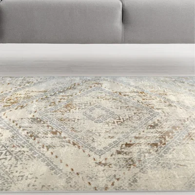 The Range Ochre Geometric Shrink Yarn Flatweave Living Room Rug - Dorsey - Yellow