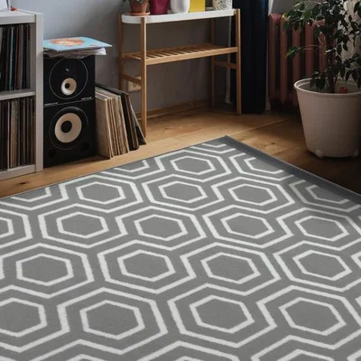 The Range Modern Grey Geometric Flatweave Rug - Islay - Grey / 230cm / 5kg