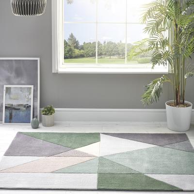 The Range Green Calming Geometric Living Room Rug - Earth / 160cm