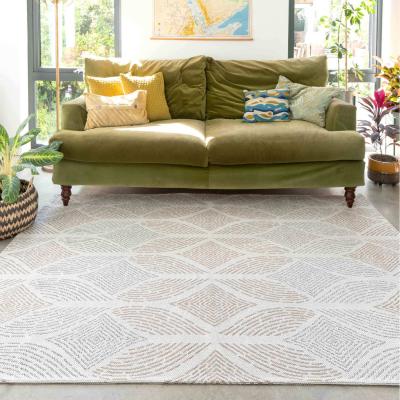 The Range Natural Beige Diamond Geometric Recycled Cotton Area Rug - Natural / 230 x 160cm
