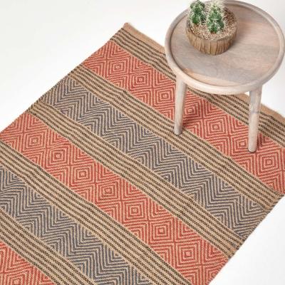 The Range Homescapes Multicolour Geometric Patterned Jute Rug - Multi Colour / 150cm