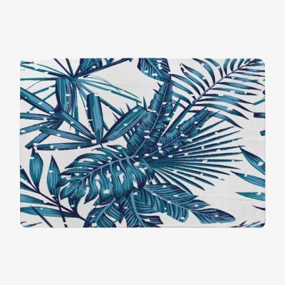 The Range Snow Tropical Leaves Designer Rug - Blue / 150cm
