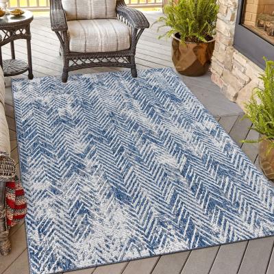 The Range Florida Chevron Indoor and Outdoor Rug - Blue / 160cm