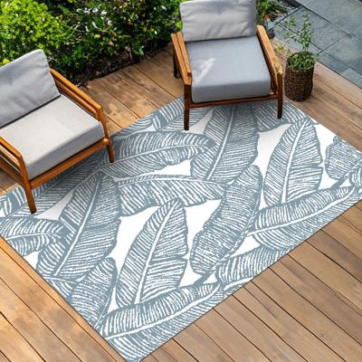 The Range Leaf Reversible Outdoor Rug - Blue