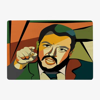The Range Cubism Art Style, Politician Designer Rug - Orange / 150cm
