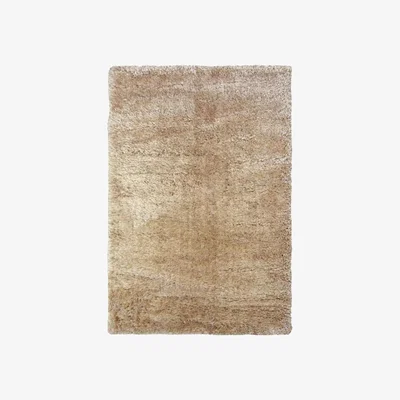The Range Lagom Collection Solid Design Shaggy Rug in Natural - Brown / 80cm