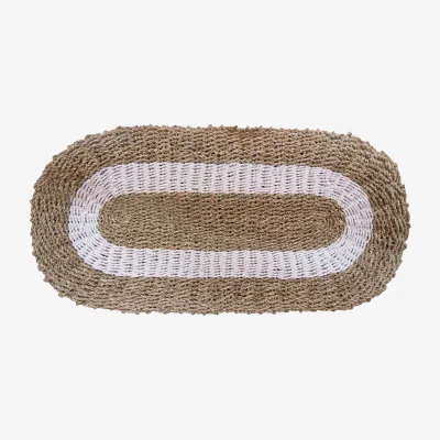 The Range Hand-Woven Oval Seagrass Rug for Cozy Homes - White & Tan