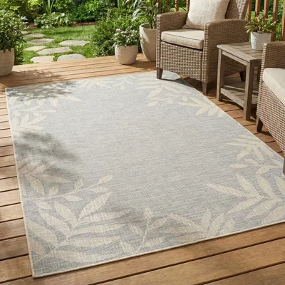The Range Leaf Indoor and Outdoor Rug - Grey / 120cm