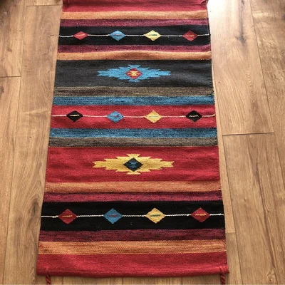 The Range Sarkhan Handloom Kilim Rug - Red / 110cm x 60cm