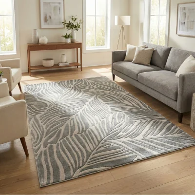 The Range Sunset Leaf Rug - Grey / 160cm