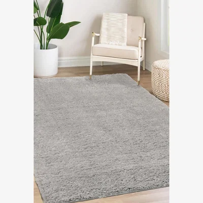 The Range Laguna Super Soft Silver Shaggy Area Rug - Plain Silver / 200x290cm