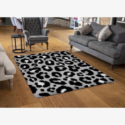 The Range Silver Leopard Print Rug - Black / 230cm