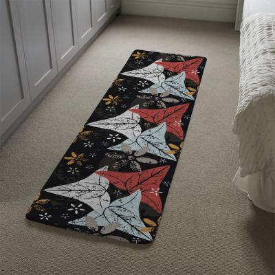 The Range Leaves And Flowers Autumn Pattern Runner Rug - Black