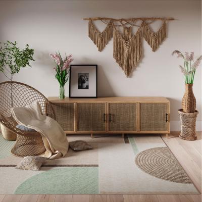 The Range Beige Green Wabi Sabi Geometric Living Room Rug - Beige / 170 x 120cm