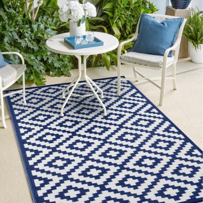 The Range Green Decore Nirvana Plastic Outdoor Rug, Navy Blue White - Navy Blue White / 120 cm x 180 cm / Geometric
