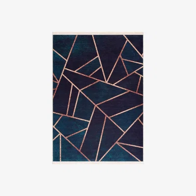 The Range Caimas Collection Washable Rugs in Blue  5800B - Blue / 1.92kg / 80cm