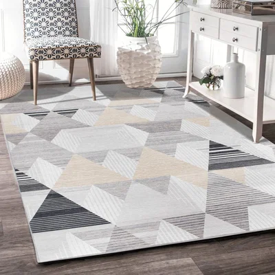 The Range Vernal Clara Geometric Washable Area Rug light Yellow, Grey  Black - Light Grey / 152 cm x 213 cm