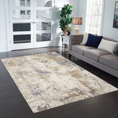 The Range Flatweave Paris Chenille Abstract Rug - Creme and Blue / 100x200cm