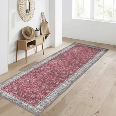 The Range Vernal Inge Rust  Beige Machine Washable Rug - Rust, Beige / 150cm