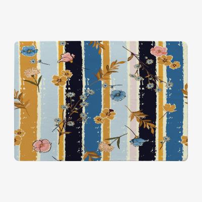 The Range Beautiful Meadow Flowers On Candy Colorful Brush Stripe Designer Rug - Blue / 150cm