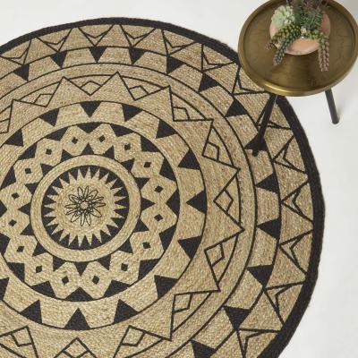The Range Natural Black Mandala Braided Hemp Round Rug - Natural / 200cm
