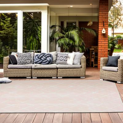 The Range Pastel Pink And Cream Chevron Outdoor Rug Reversible Pattern For Garden - Pastel Pink / 180 x 270cm