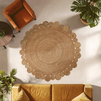 The Range Bosie Demir Round Jute Rug with Circular Edges - Brown
