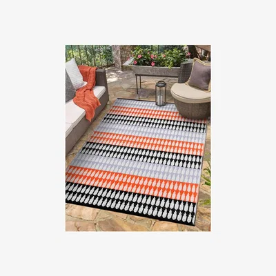The Range Plastic Outdoor Rug Retro Black Orange Grey - Black/Orange/Grey