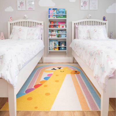 The Range Cream Rainbow Giraffe Kids Play Mat Soft Non Slip Washable Bedroom Rug - Multicolour / 150 x 80cm