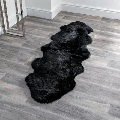 The Range Genuine Double Sheepskin Rug - Black