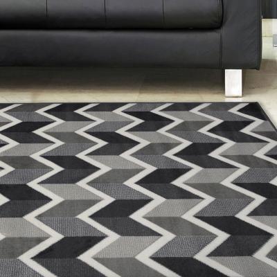 The Range Black and Grey Chevron Area Rug - Islay - Black / 230cm