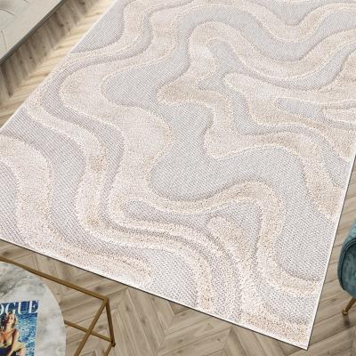 The Range Bailey Abstract Curve Rug  - Grey and Natural / 160cm