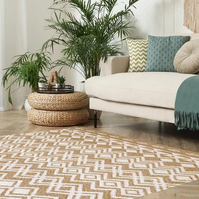 The Range Yellow Geometric Eco Friendly Living Room Rug - Regen - Yellow / 150cm