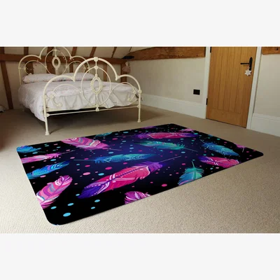 The Range Painted Bird Feathers Rug - Blue / 230cm