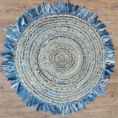 The Range Denim Jute Cotton Rug Natural Blue - Natural Blue / 120cm